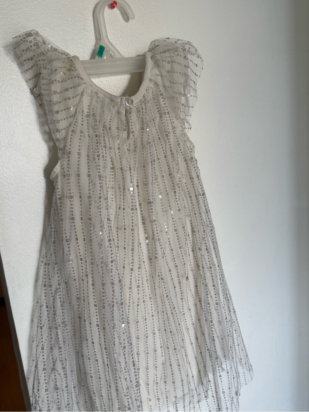Girls Cream Sequin Stripe Party Dress
